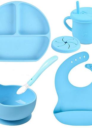 Набір дитячого силіконового посуду 2life y9 із 6 предметів блакитний n-11368