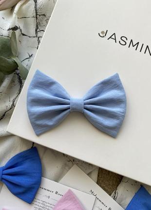 Голубой бант для волос/бантик для девочки/заколка крокодильчик