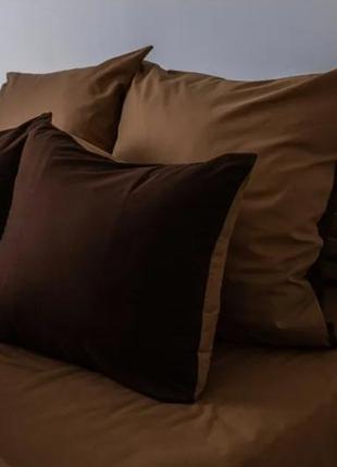 Шоколадная песочная натуральная хлопковая ранфорс постель полуторная/двухспальная/евро/семейная4 фото