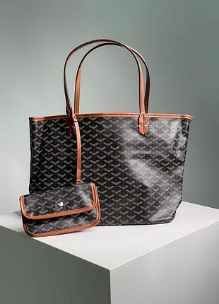 👜 goyard saint louis tote pm black/tan