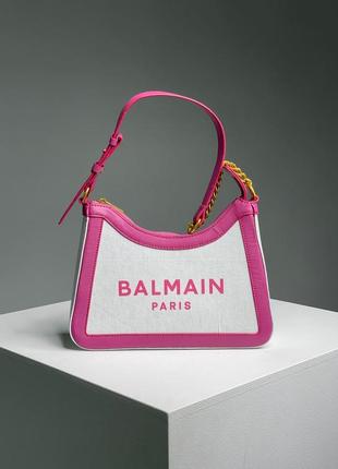 👜 balmain b-army canvas leather shoulder bag white pink
