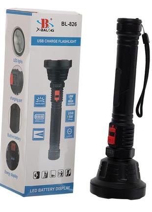 Ліхтарик ручний світлодіодний bl-826-3w чорний (59577022), x-balog