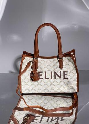 👜 celine horizontal cabas in triomphe with print tan cream8 фото