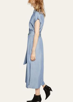 Плаття-сорочка блакитне міді на ґудзиках під джинс zara2 фото