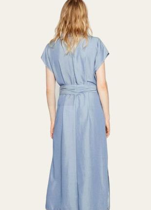 Плаття-сорочка блакитне міді на ґудзиках під джинс zara3 фото