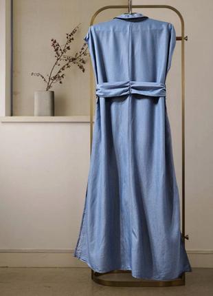 Платье-рубашка голубое миди на пуговицах под джинс zara6 фото