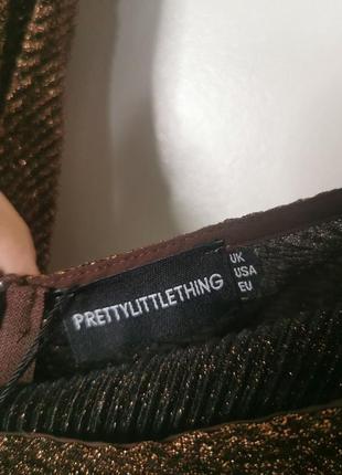 Розпродаж плаття prettylittlething міді сяюче з глітером asos з драпіруванням7 фото