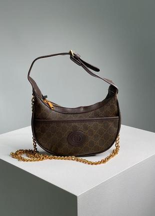 👜 gucci marmont half-moon-shaped mini bag brown
