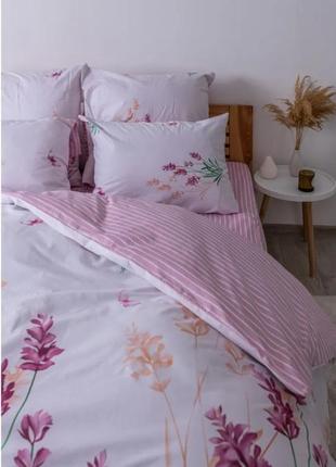 Белая с розовым цветочная натуральная хлопковая ранфорс постель полуторная/двухспальная/евро/семейная2 фото