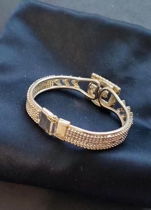 Шикарный серебристый винтажный браслет с символом g, кристаллы, англия.6 фото