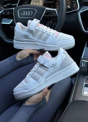 Женские кроссовки adidas forum 84 low white pink <unk> адедас <unk> весна, лето, осень <unk> кожа <unk> обувь