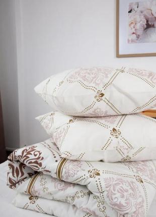 Белая в орнамент натуральная ранфорс постель полуторная/двухспальная/евро/семейная теп3 фото