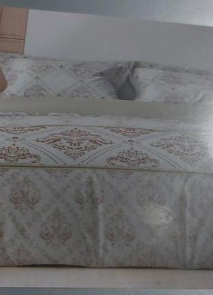 Белая в орнамент натуральная ранфорс постель полуторная/двухспальная/евро/семейная теп5 фото
