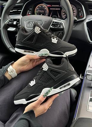 Жіночі кросівки shipping nike air jordan 4 retro fleece termo black white | найк джордан | осінь, зима, весна | утеплені | шкіра, фліс | взуття