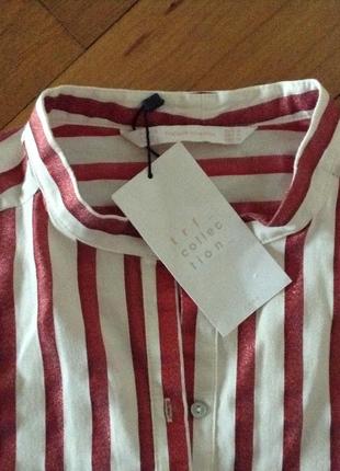 Zara летняя рубашка из льна с примесью люрекса5 фото