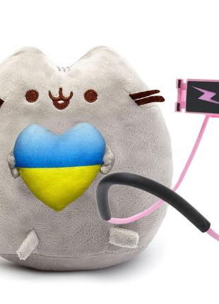 Мягкая игрушка пушин кэт pusheen cat с сердцем и держатель для мобильного телефона lazy bracket pink (n-10572)