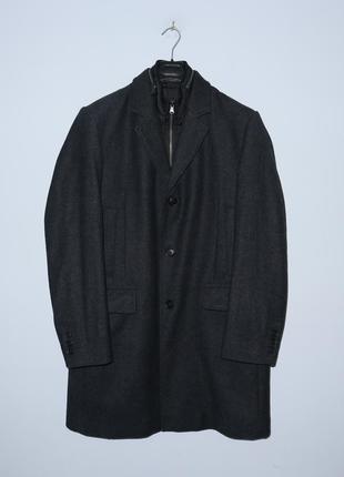 Оригинальное мужское утепленное шерстяное пальто hugo boss размер 50