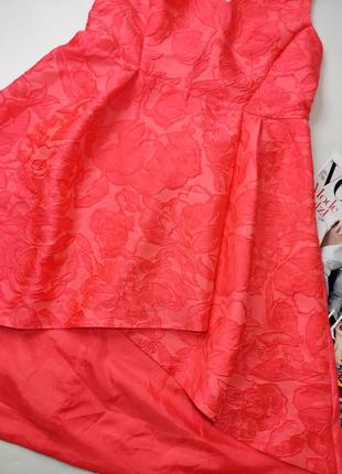 Платье женское вечернее кораллового цвета в цветочный принт асимтричная от бренда coast l3 фото