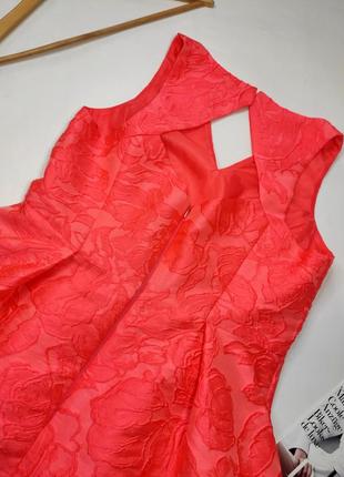 Платье женское вечернее кораллового цвета в цветочный принт асимтричная от бренда coast l4 фото