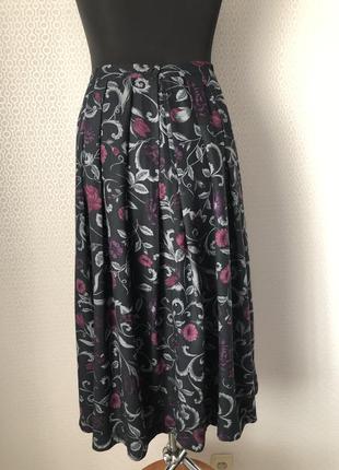 Классная яркая длинная юбка в складки в цветы от petressa, размер 44, укр 52-543 фото
