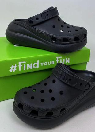 Жіночі крокси сабо crocs classic crush black чорні