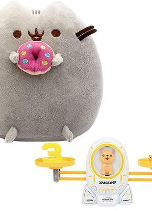 М'яка іграшка кі пушин кет pusheen cat 23х25 см з пончиком та дитяча навчальна гра математичні ваги n-11556