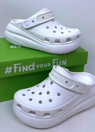 Жіночі крокси сабо crocs classic crush white білі хіт продажів