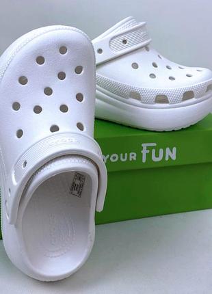 Жіночі крокси сабо crocs classic crush white білі хіт продажів2 фото