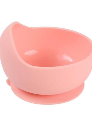 Силиконовая круглая глубокая тарелка y12 для первых блюд на присоске розовый (vol-10139)