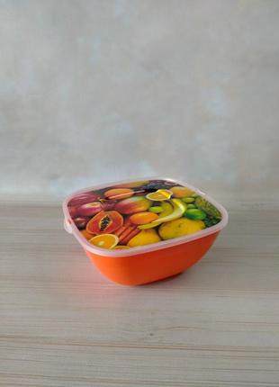 Миска "салатник" набір з трьох шт  об'єм 1.5л, помаранчевий2 фото