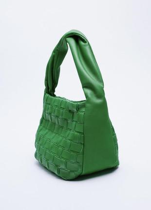 Сумочка zara шкіряна сумка зелена клатч6 фото