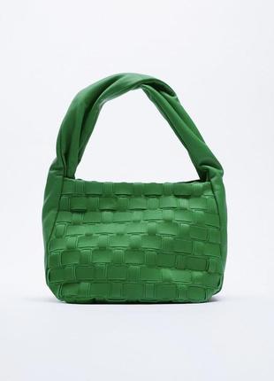 Сумочка zara шкіряна сумка зелена клатч2 фото