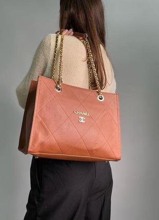 👜 chanel leather tote bag brown