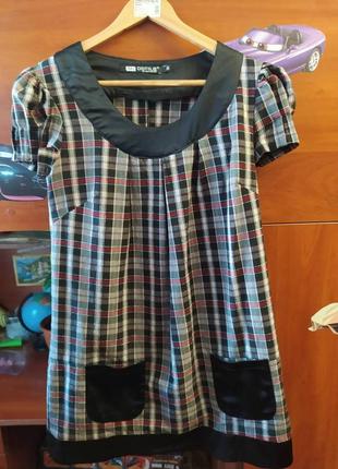 Платье -туника, платье в клетку.