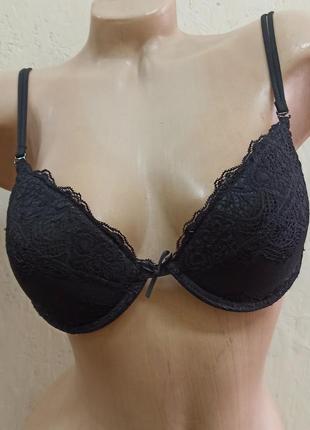Nbb бюстгальтер ліфчик чорний на з'йомному пушапі з мереживом розмір 80b