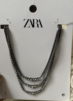 Новое модное стильное колье из страз с чернением zara