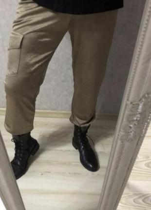 Zara новые тонкие золотистые брюки джоггеры 50-52 р4 фото