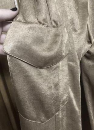 Zara новые тонкие золотистые брюки джоггеры 50-52 р9 фото