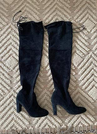 Темно сині ботфорти stuart weitzman