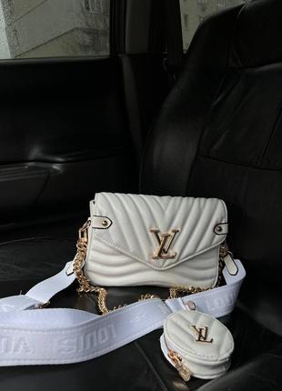 Жіноча сумка lv wave multi pochette white/gold люкс якість