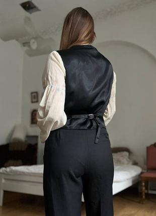 Жакет жилетка черный винтажный натуральная кожа gapelle6 фото