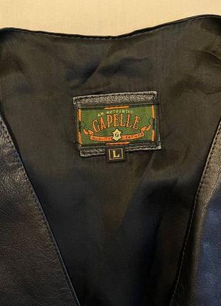 Жакет жилетка черный винтажный натуральная кожа gapelle5 фото