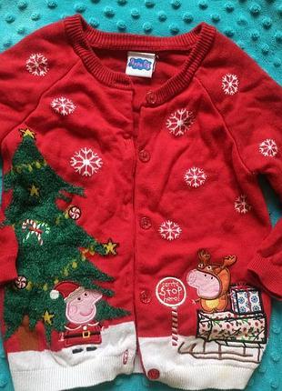 Свитер новогодний свинка пеппа 80/86