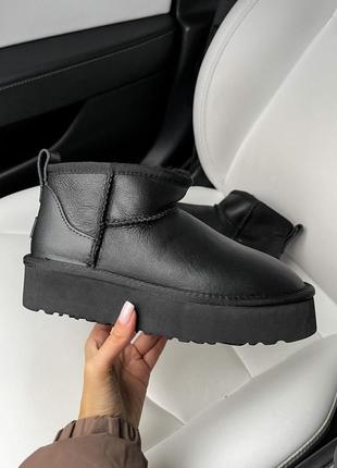 Уггі ugg ultra mini platform black leather5 фото