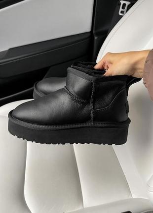 Уггі ugg ultra mini platform black leather