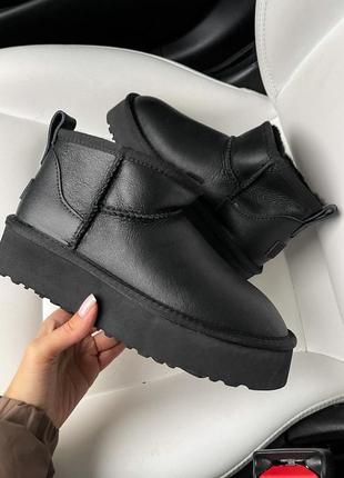 Уггі ugg ultra mini platform black leather7 фото