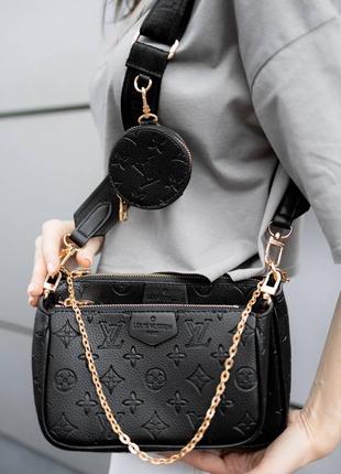 Жіноча сумка lv multi pochette black люкс якість