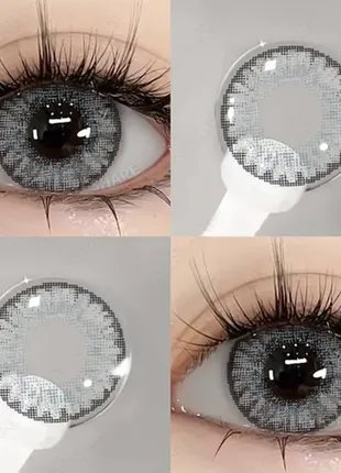 Кольорові контактні лінзи сірі з контeйнeром1 фото