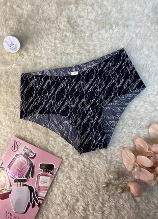 Трусики бесшовные бикини xs  черные с надписями  victoria's secret оригинал виктория сикрет
