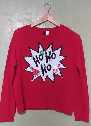 Свитер с новогодним принтом размер s